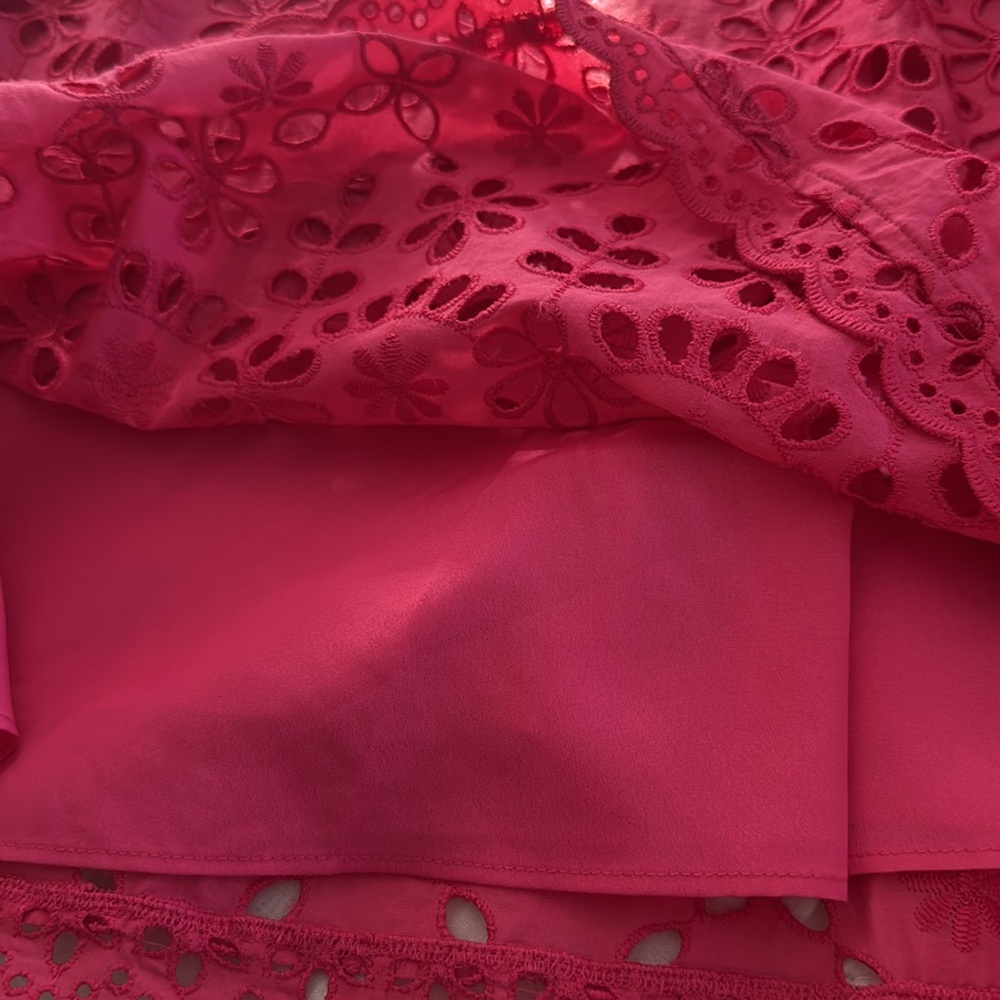 J. Crew Vibrant Pink Floral Lace Blouse - Picture 4 of 5